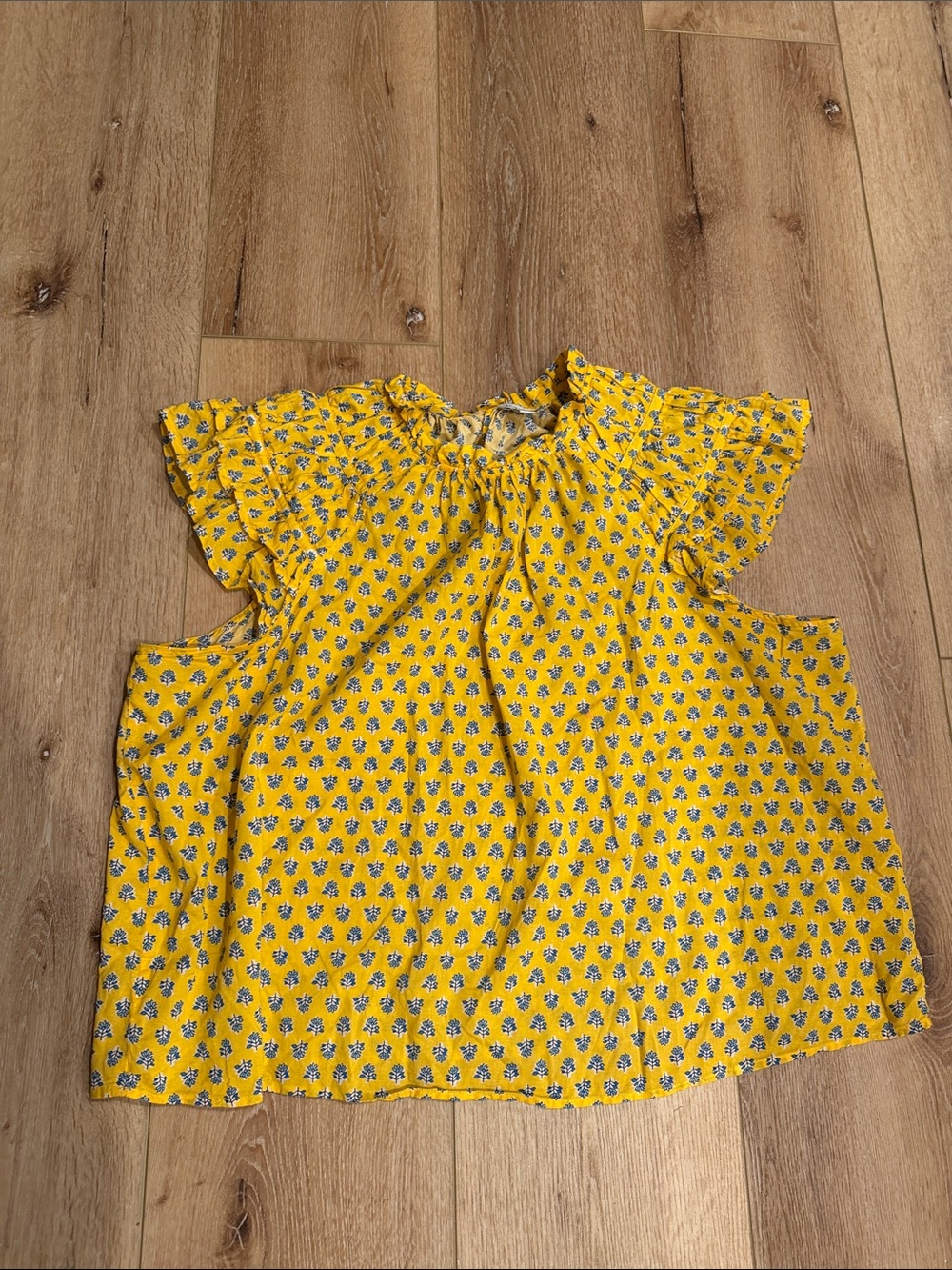 J. Crew Factory | Yellow Floral Ruffle-Sleeve Blouse | 💯 Cotton | size 3X
